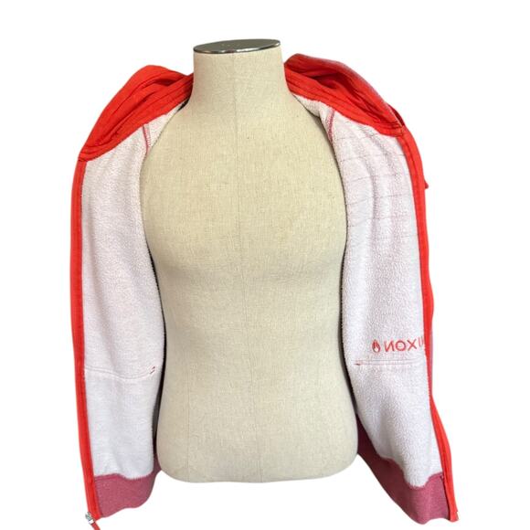 Nixon Red Unisex Zipper Front Cotton Blend Hoodie Size Medium - Picture 4 of 7